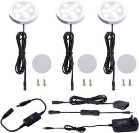 img 4 attached to 🔦 AIBOO Under Cabinet LED Puck Lights Kit with Touch Dimmer Switch, Black Cord for Kitchen Showcase Cupboards and Closets Lighting - 3 Lights, 6W (Daylight White)