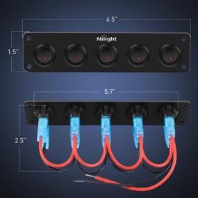 img 3 attached to 🚗 Nilight 5 Gang 3 Pin Rocker Switch Panel - Waterproof On/Off 12V Red Toggle Switch for Cars, Trucks, Boats - 2 Year Warranty