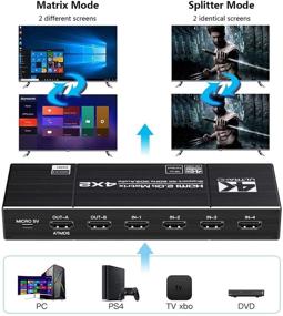 img 2 attached to 🔀 ZPTEK 4K HDMI матричный коммутатор 4x2 с оптическим и LR аудиовыходом, дистанционным контроллером IR - поддерживает 4K@60Гц 3D, скорость передачи данных 18.5Gbps x 3, HDMI 2.0b, HDCP 2.2, MH42-C1