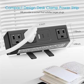 img 2 attached to 💡 CCCEI Desk Power Strip: 18W Fast Charging USB C Port, Widely Spaced Outlet, 6FT Flat Plug - Perfect Fit for 1.6 inch Tabletops!