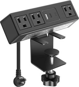 img 4 attached to 💡 CCCEI Desk Power Strip: 18W Fast Charging USB C Port, Widely Spaced Outlet, 6FT Flat Plug - Perfect Fit for 1.6 inch Tabletops!