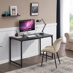 img 3 attached to 💻 Liink1Ga Computer Desk - Modern 47 Inch PC & Laptop Table for Small Spaces - Black Office Desk with Metal Frame