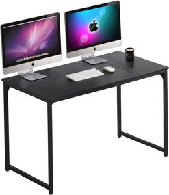 img 4 attached to 💻 Liink1Ga Computer Desk - Modern 47 Inch PC & Laptop Table for Small Spaces - Black Office Desk with Metal Frame