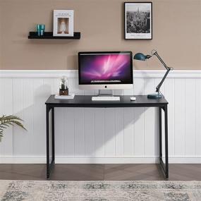 img 2 attached to 💻 Liink1Ga Computer Desk - Modern 47 Inch PC & Laptop Table for Small Spaces - Black Office Desk with Metal Frame