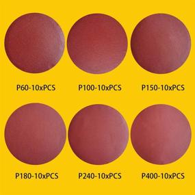 img 3 attached to Pack of 60 Self-Stick 5 Inch NO-Hole PSA Aluminum Oxide 📦 Sanding Discs - Assorted Grits (10 Each: 60, 100, 150, 180, 240, 400)