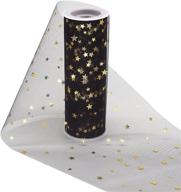 💫 ableme deco: black tulle rolls with gold foil polka glitter stars | 6 inch x 10 yards | tutu fabric for diy skirts and wedding bridal decorations logo