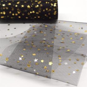 img 2 attached to 💫 Ableme Deco: Black Tulle Rolls with Gold Foil Polka Glitter Stars | 6 inch x 10 Yards | Tutu Fabric for DIY Skirts and Wedding Bridal Decorations