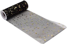 img 3 attached to 💫 Ableme Deco: Black Tulle Rolls with Gold Foil Polka Glitter Stars | 6 inch x 10 Yards | Tutu Fabric for DIY Skirts and Wedding Bridal Decorations