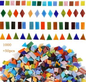 img 4 attached to 🔶 Lanyani 1050 Pieces Assorted Glass Mosaic Tiles for Crafts, Vibrant Stained Glass Pieces for Mosaic Projects