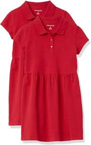 img 2 attached to 👗 Girls' Short-Sleeve Polo Dress by Amazon Essentials - Perfect Uniform Pique Style