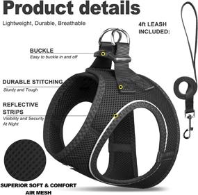 img 3 attached to 🐾 Fida Comfy Dog Harness with Leash and Cat Vest - Escape Proof, Breathable Lightweight Mesh, Adjustable and Reflective for Small and Medium Pets