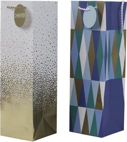 img 4 attached to 🍷 Hallmark Wine Bottle Gift Bags: Cheers and Geometric Bundle (2-Pack) for Thanksgiving, Christmas, Hanukkah, Housewarmings, Hostess Gifts & More