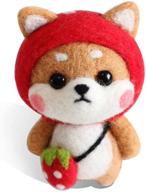 yxqsed needle felting kit - wool felt animals diy kit with tools - strawberry shiba inu dog logo