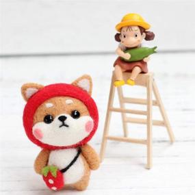 img 1 attached to YXQSED Needle Felting Kit - Wool Felt Animals DIY Kit with Tools - Strawberry Shiba Inu Dog