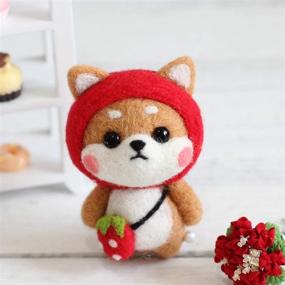 img 3 attached to YXQSED Needle Felting Kit - Wool Felt Animals DIY Kit with Tools - Strawberry Shiba Inu Dog