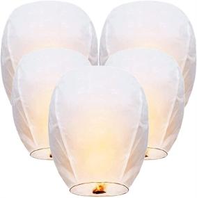 img 4 attached to 🏮 Sky 5 Pack Paper Chinese Lanterns Japanese White Floating Biodegradable for Summer Beach Visits, Weddings, Birthday Parties, and New Years