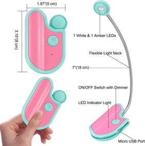 img 1 attached to BIGMONAT Purple Rechargeable Clip on Book Light for Effective Reading, Dimmable Amber Light, Portable LED Lamp with 360° Rotary Neck, Wireless Reading Light for Kids