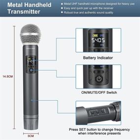 img 2 attached to 🎤 Phenyx Pro UHF Wireless Handheld Microphone System, 30 Adjustable Frequency Cordless Mic Sets with Case, Durable All Metal Build, Extended 200ft Coverage, Perfect for Home Karaoke, Weddings, DJ Events, Church Services (PTU-52)