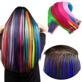 img 4 attached to Synthetic Extensions Hairpieces Feathers Silicone