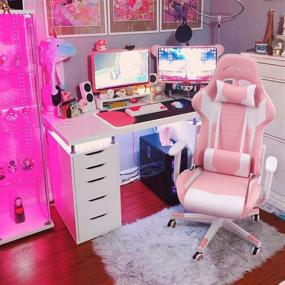 img 3 attached to 🎮 Pink Homall Gaming Chair: High Back, Executive Ergonomic Design with Headrest and Lumbar Support