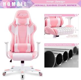 img 1 attached to 🎮 Pink Homall Gaming Chair: High Back, Executive Ergonomic Design with Headrest and Lumbar Support