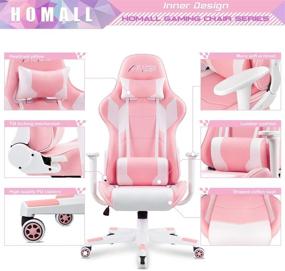 img 2 attached to 🎮 Pink Homall Gaming Chair: High Back, Executive Ergonomic Design with Headrest and Lumbar Support