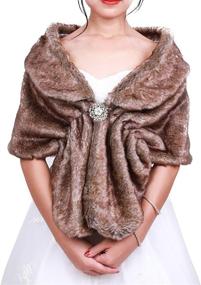 img 4 attached to 👰 FXmimior Faux Fur Bridal Wrap Shawl Cape for Wedding, Bridal Shrug Stole with Faux Fur