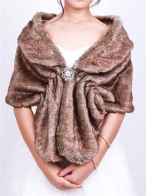 img 3 attached to 👰 FXmimior Faux Fur Bridal Wrap Shawl Cape for Wedding, Bridal Shrug Stole with Faux Fur