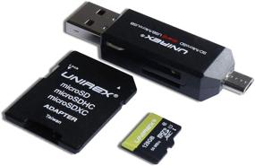 img 2 attached to 💾 Unirex 3 Pack 128GB U1 MicroSD Card with SD Adapter and 4-in-1 USB, MicroUSB Reader: High-Speed Data Transfer for Computer, Laptop, Tablet, or Smartphone