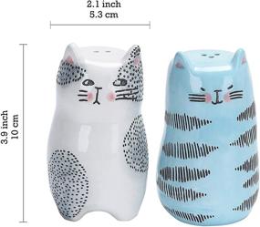 img 2 attached to Bico Cartoon Cat Salt and Pepper Shaker Set - Hand-Painted Stoneware, Dishwasher Safe