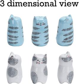 img 1 attached to Bico Cartoon Cat Salt and Pepper Shaker Set - Hand-Painted Stoneware, Dishwasher Safe