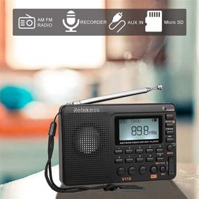 img 3 attached to Retekess V115 Portable Digital AM FM Radio with Rechargeable Battery, Digital Tuner, 9 Band Shortwave Receiver, Micro SD Card and AUX Recording Support