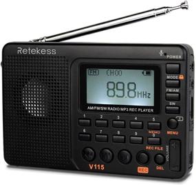 img 4 attached to Retekess V115 Portable Digital AM FM Radio with Rechargeable Battery, Digital Tuner, 9 Band Shortwave Receiver, Micro SD Card and AUX Recording Support