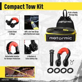 img 2 attached to 🚗 Motormic Tow Strap Recovery Kit – Heavy Duty 3x30ft Rope, 30,000 lbs Capacity, 2pcs 3/4” D-Ring Shackles, Storage Bag – Ideal Straps for Winch, Truck, Car, ATV, Off-Road Vehicle Towing.