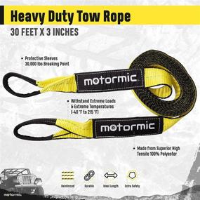 img 1 attached to 🚗 Motormic Tow Strap Recovery Kit – Heavy Duty 3x30ft Rope, 30,000 lbs Capacity, 2pcs 3/4” D-Ring Shackles, Storage Bag – Ideal Straps for Winch, Truck, Car, ATV, Off-Road Vehicle Towing.