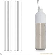 🌱 6 long reusable glass straws with plastic-free cleaning brush - 30 cm (12 in) x 0.9 cm - made in germany - dishwasher safe - eco-friendly - ideal for bottles logo