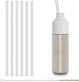 img 4 attached to 🌱 6 Long Reusable Glass Straws with Plastic-Free Cleaning Brush - 30 cm (12 in) x 0.9 cm - Made in Germany - Dishwasher Safe - Eco-Friendly - Ideal for Bottles