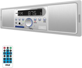 img 1 attached to 📻 Pyle PLMR7BTW: 12v Marine Bluetooth Radio with Mic, Speakers, USB, SD & Remote Control – White
