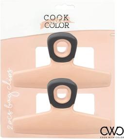 img 3 attached to 🌸 COOK WITH COLOR Food Clips - Set of 2, 5 Inches Wide Heavy Duty Chip Bag Clips: Keep Your Food Fresh with Air Tight Seal Grip in PINK