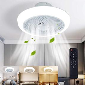 img 4 attached to 🌀 Enclosed Low Profile Ceiling Fan Light with Remote Control, LED 72W Dimming 3-Color 3-Level Wind Speed, Adjustable Wind, Hidden Electric Fan Delier - White, 18 ln (Modern)