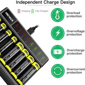 img 1 attached to 🔋 USB Fast Charging AA Battery Charger for AA and AAA Batteries - 8 Slot, Independent Charging (No Batteries Included)