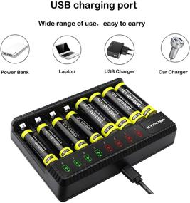 img 2 attached to 🔋 USB Fast Charging AA Battery Charger for AA and AAA Batteries - 8 Slot, Independent Charging (No Batteries Included)