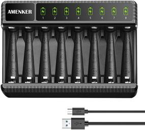 img 4 attached to 🔋 USB Fast Charging AA Battery Charger for AA and AAA Batteries - 8 Slot, Independent Charging (No Batteries Included)