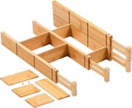 bamboo drawer dividers with 8 inserts - adjustable & expandable organizers for clothes, kitchen utensils, office, silverware, dressers, and bathroom - 4 pack логотип