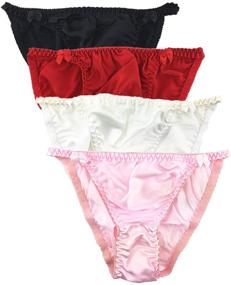 img 4 attached to Vibrant Star-Print Pure Silk Panties Set: 4-Pack for Women's Seductive Appeal