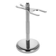 🪒 premium stainless steel shaving set stand - brush and razor holder (chrome finish) logo