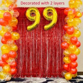 img 2 attached to 🎉 Melsan 2-Pack Tinsel Foil Fringe Curtains: 3.2ft x 8.2ft, Sparkling Red Backdrop for Party Photo Background Decoration