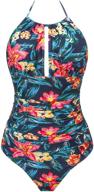 👙 i2crazy women's one-piece swimsuits - tummy control swimwear, backless deep v-neck halter monokini bathing suits logo