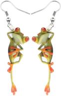 bonsny acrylic green sweet frog earrings: charming dangle novelty jewelry for women & kids gifts logo