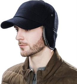 img 1 attached to 🧢 Cozy Wool Baseball Cap for Men with Fur Hunting Trapper Style and Earflap - Unisex in Sizes M, L, and XL